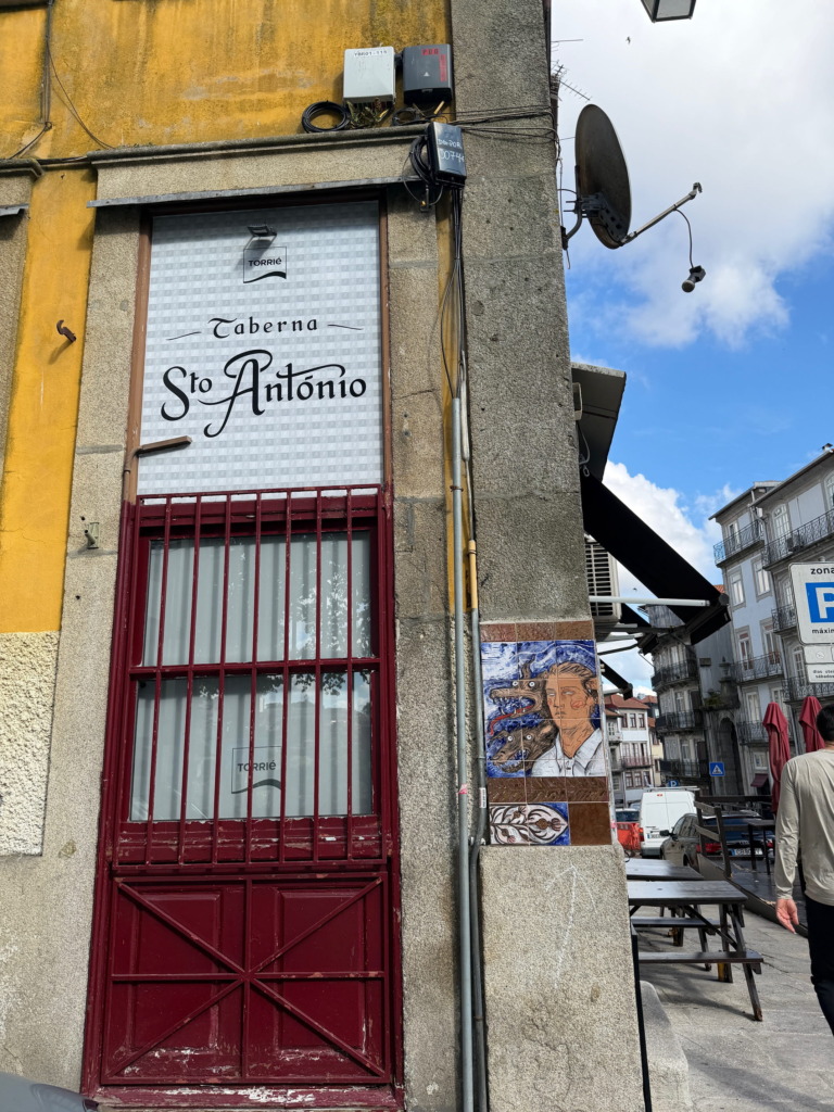 The exterior of Taberna Sto Antonio in Porto, Portugal